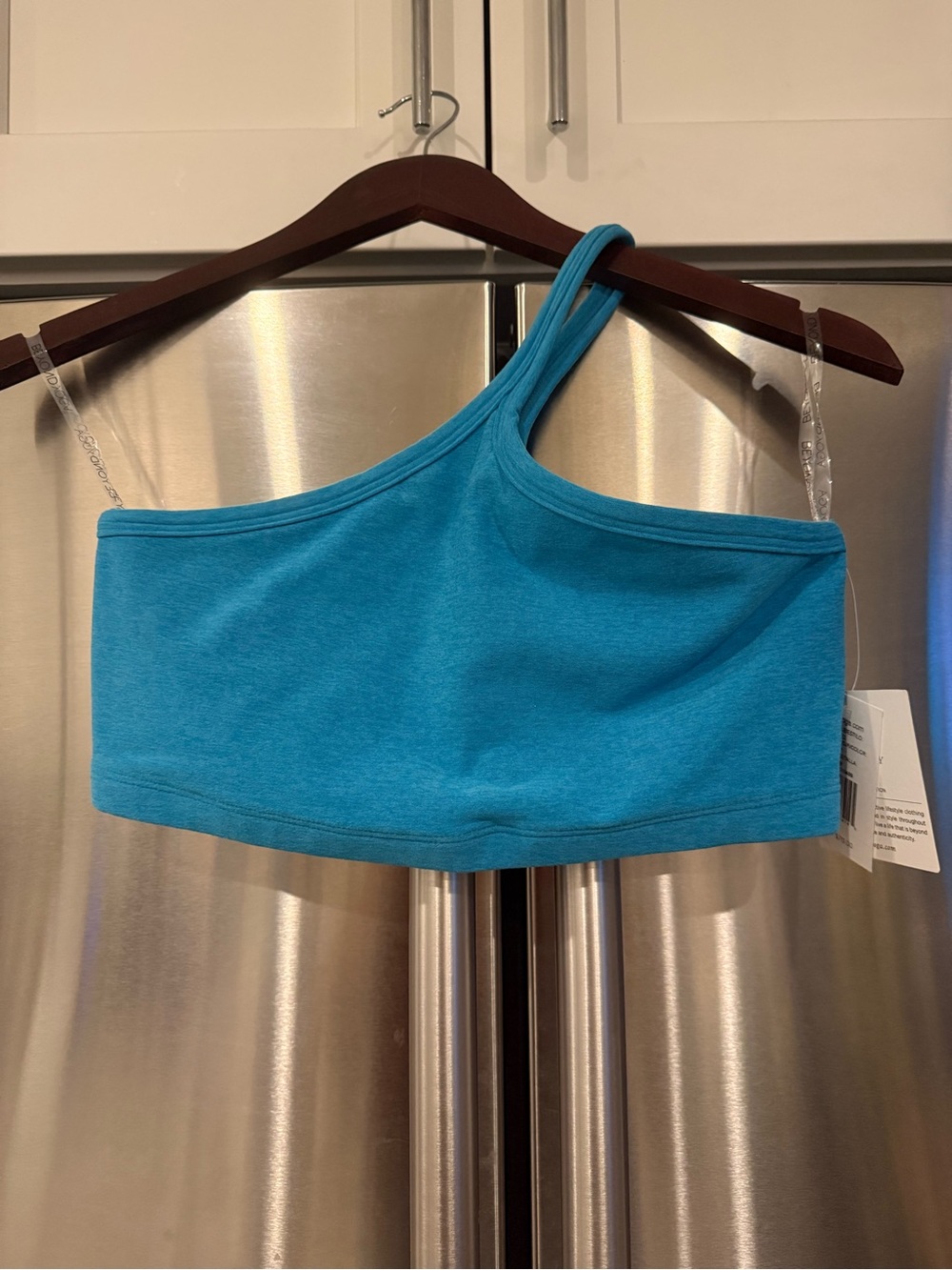Beyond Yoga One-Shoulder Crop Bralette in Teal
